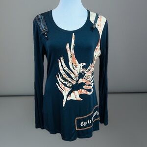 Hendi size medium/large studded metallic accent black top